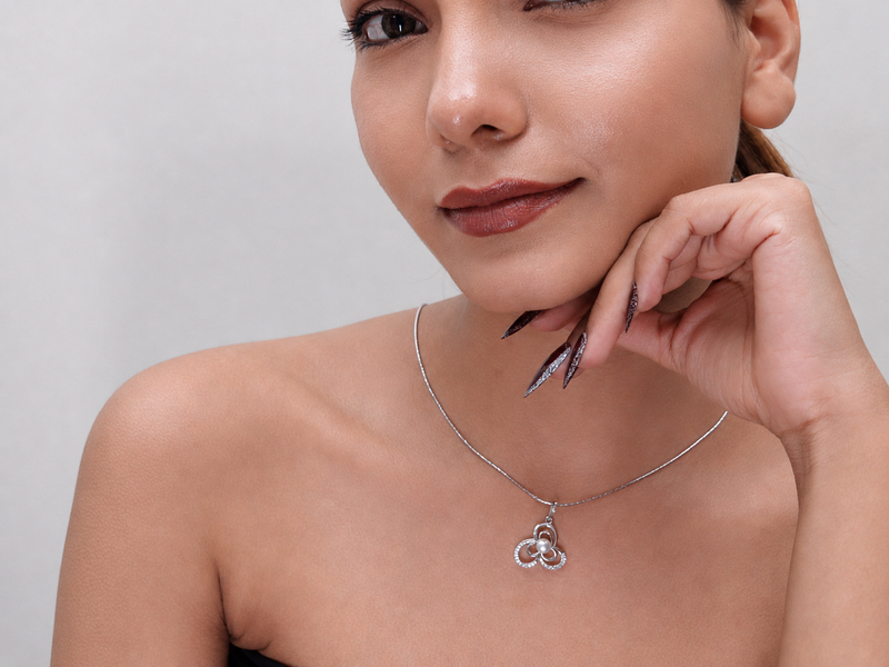Silver Pearl Trefoil Loop Pendant – view 3