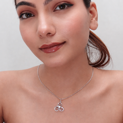 Silver Pearl Trefoil Loop Pendant – view 4