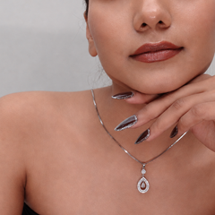 Silver Pave Teardrop Halo Drop Pendant – view 4