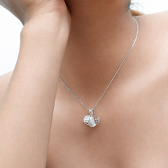 Silver Honeycomb Oval Pave Pendant – view 5