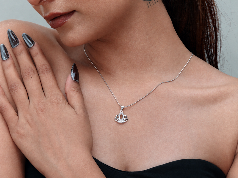 Silver Marquise Pave Crown Pendant – view 3