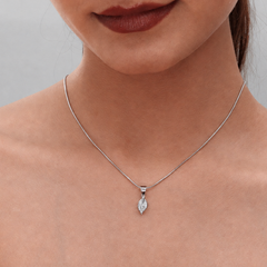 Silver Petite Pave Leaf Pendant – view 4