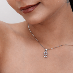 Silver Pave Clover Bloom Stem Pendant – view 3