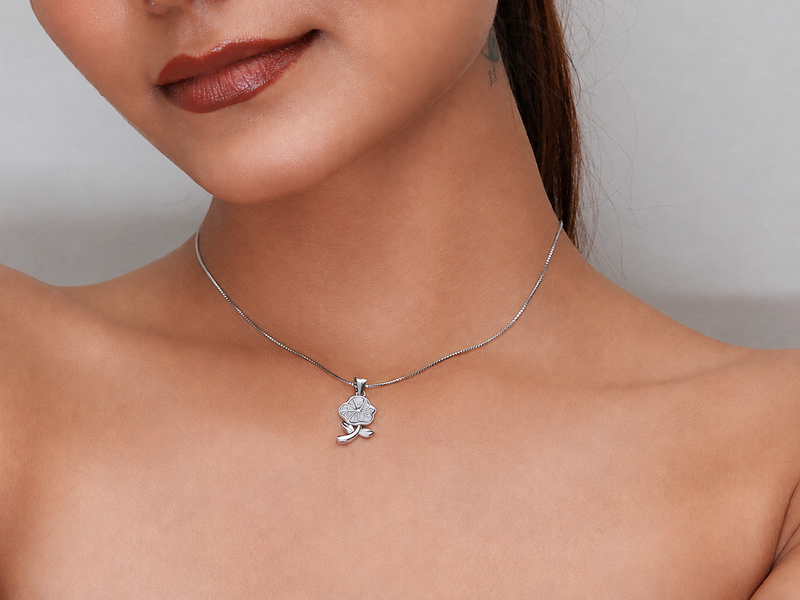 Silver Pave Wildflower Stem Pendant – view 3