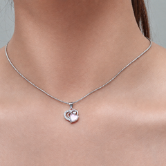 Silver Pink Enamel Heart Swirl Pendant – view 3