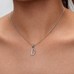 Silver Script D Initial Pave Pendant