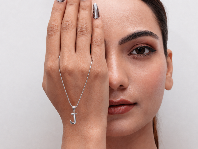 Silver Minimal J Initial Pendant