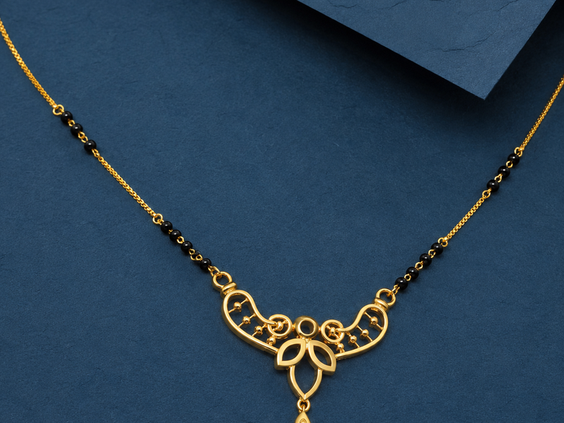 Golden Lotus Bar Drop Mangalsutra – view 3