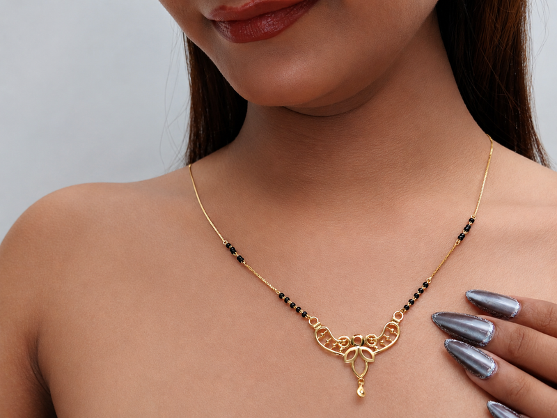 Golden Lotus Bar Drop Mangalsutra – view 5