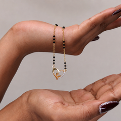 Golden Open Heart CZ Mangalsutra – view 5