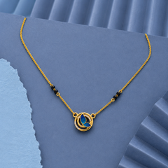 Golden Blue Enamel Butterfly Ring Mangalsutra – view 4