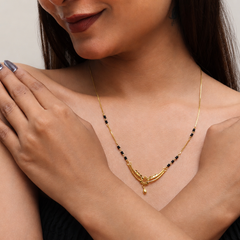 Golden Leaf Bar Drop Mangalsutra – view 3