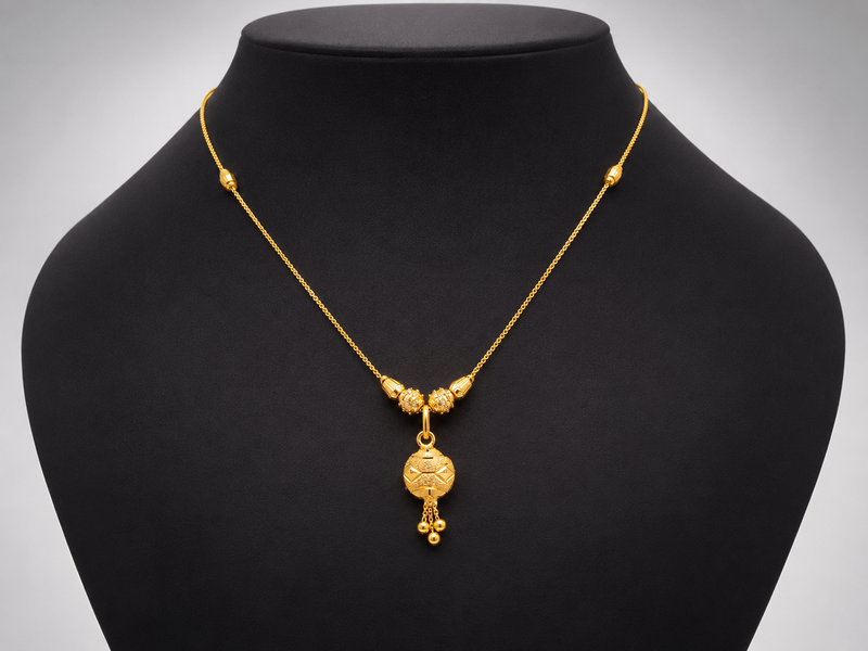 Golden Traditional Mani Drop Mangalsutra – view 3