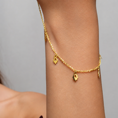 Golden Triple Leaf Charm Chain Necklace – view 3