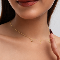 Golden Triple Leaf Charm Chain Necklace – view 4