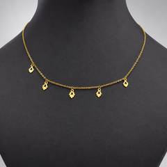Golden Triple Leaf Charm Chain Necklace – view 5
