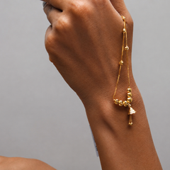 Golden Jhumka Drop Short Chain Necklace – view 4
