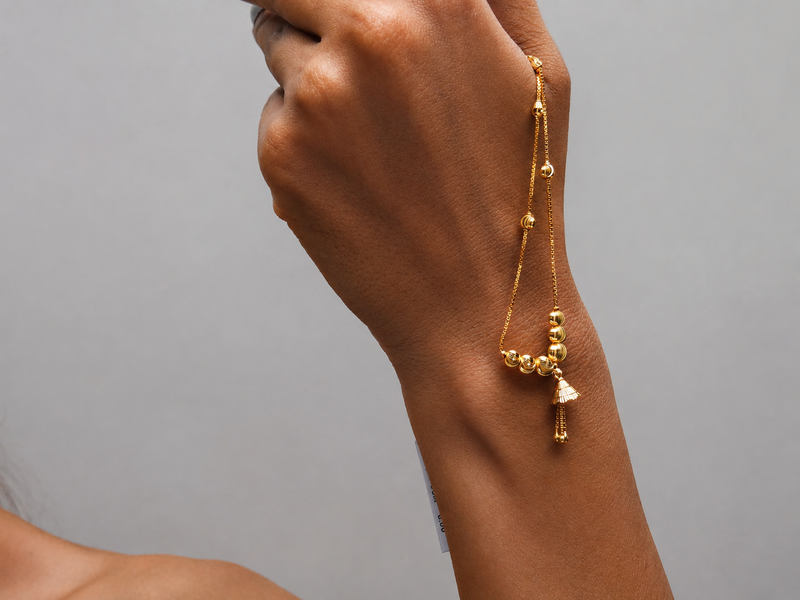 Golden Jhumka Drop Short Chain Necklace – view 4
