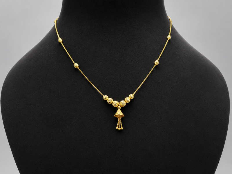 Golden Jhumka Drop Short Chain Necklace – view 5