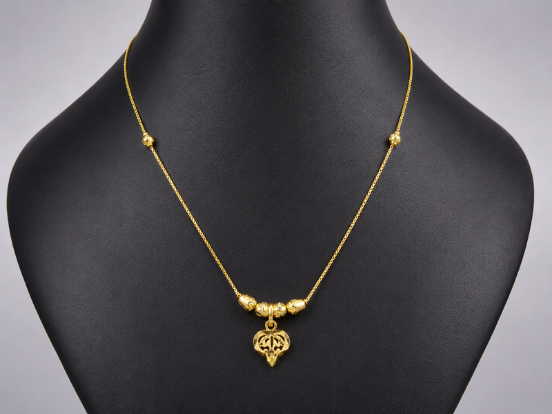 Golden Heart Drop Chain Necklace – view 3