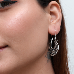 Oxidised Silver Filigree Chandbali Earrings – view 2