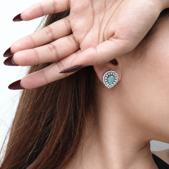 Silver Mint Oval Pave Halo Studs – view 3