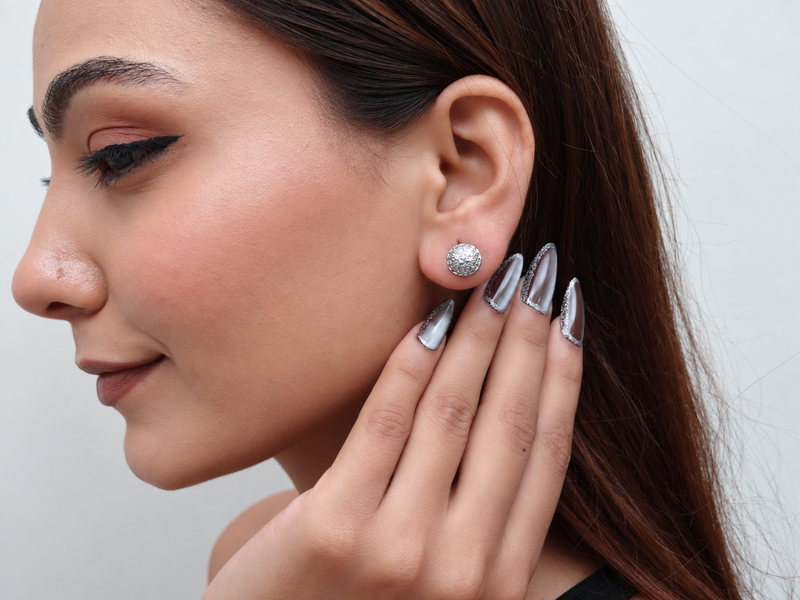 Silver Pave Dome Ball Studs – view 3
