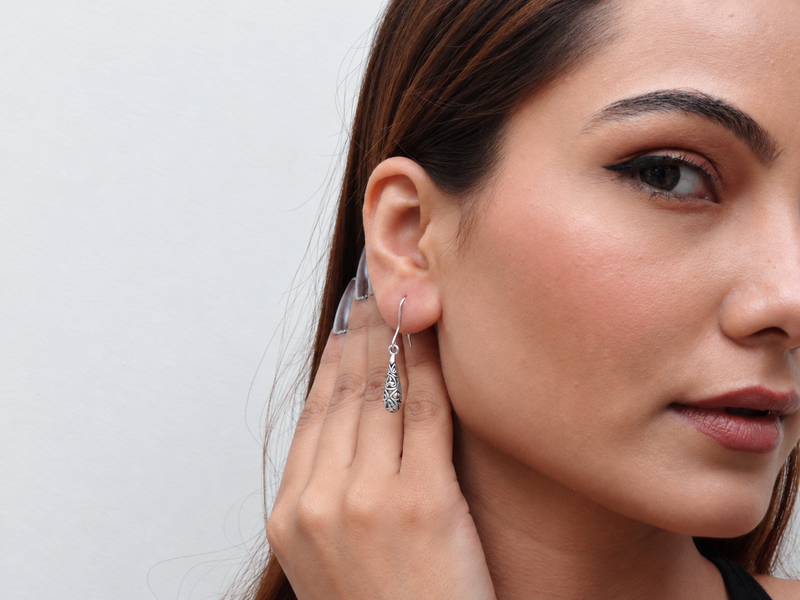 Silver Filigree Teardrop Cone Drops – view 2