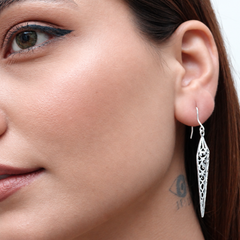 Silver Filigree Spike Drop Earrings – view 3