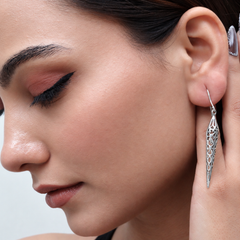 Silver Filigree Spike Drop Earrings – view 4