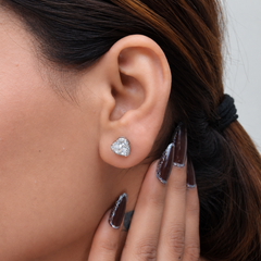 Silver Heart CZ Halo Studs – view 2
