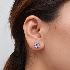 Silver Multicolour Stone Floral Cutwork Studs – view 3