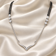 Silver CZ Slim V-Bar Mangalsutra – view 2
