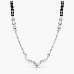 Silver CZ Slim V-Bar Mangalsutra – view 3