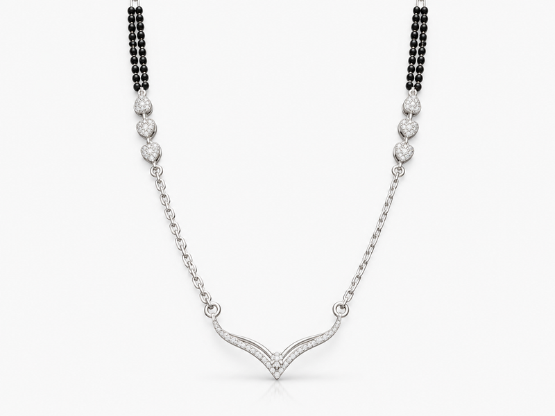 Silver CZ Slim V-Bar Mangalsutra – view 3