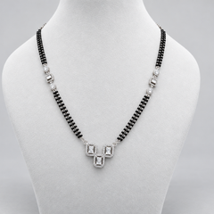 Silver Twin CZ Square Double-Strand Mangalsutra – view 3