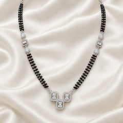 Silver Twin CZ Square Double-Strand Mangalsutra