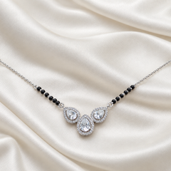 Silver Triple CZ Teardrop Mangalsutra