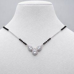 Silver Triple CZ Teardrop Mangalsutra – view 3