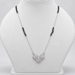 Silver Triple CZ Square Mangalsutra – view 3