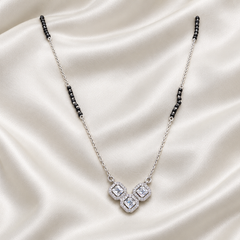 Silver Triple CZ Square Mangalsutra