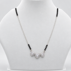 Silver CZ Double Heart Mangalsutra – view 3
