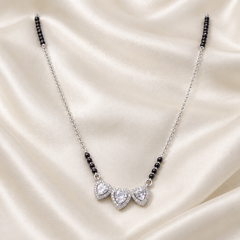 Silver CZ Double Heart Mangalsutra