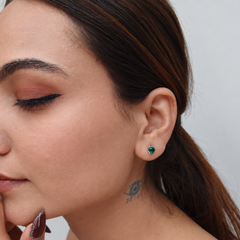 Silver Green Heart Bezel Studs – view 3