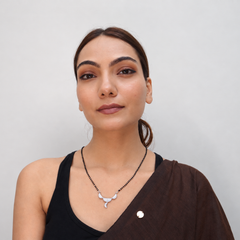 Silver CZ Crescent Horn Mini Mangalsutra – view 2