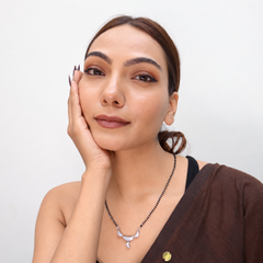 Silver CZ Crescent Horn Mini Mangalsutra – view 3