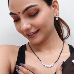 Silver Graduated CZ Line Mangalsutra Set – view 2