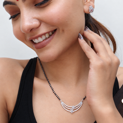 Silver CZ Angel Wing Mangalsutra – view 2