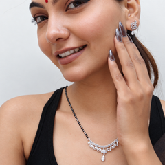 Silver CZ Arc & Drop Mangalsutra – view 2