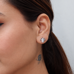 Silver Marquise Pave Scroll Studs – view 2